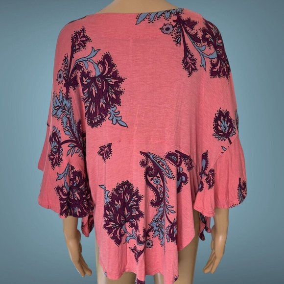 Free People Women Maui Wowie Blouse Tops Size XS Oversize Floral Flutter Sleeves - Picture 11 of 16